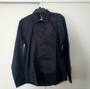 Benino’s Mens NWT Long Sleeve Slim Fit Dress Shirt, Black, Size S